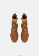 Z62T2037 Women Anna Field Leather Platform Ankle Boots Cognac - Image 6