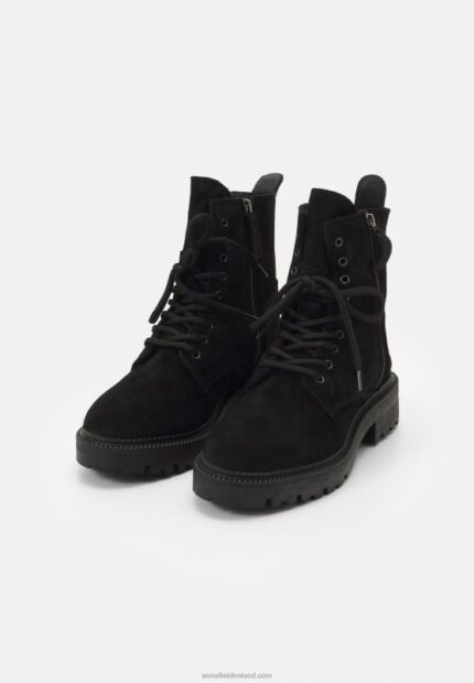 Z62T2038 Women Anna Field Lace-Up Ankle Boots Black