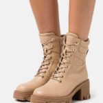 Z62T2039 Women Anna Field Lace-Up Ankle Boots Beige