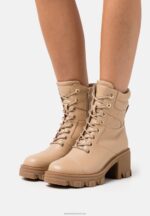 Z62T2039 Women Anna Field Lace-Up Ankle Boots Beige