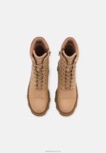 Z62T2039 Women Anna Field Lace-Up Ankle Boots Beige - Image 6