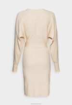 Z62T203 Women Anna Field Wrap V Ausschnitt Mini Strickkleid Mit GRtel Shift Dress Off White - Image 2
