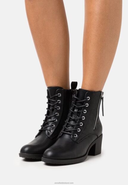 Z62T2040 Women Anna Field Lace-Up Ankle Boots Black