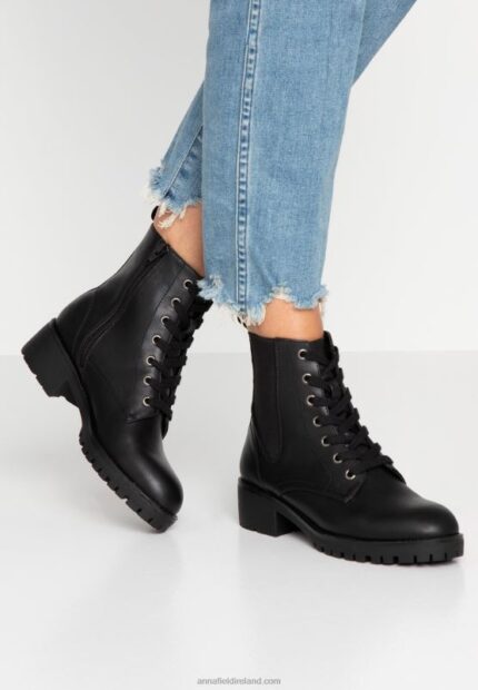 Z62T2041 Women Anna Field Comfort Lace-Up Ankle Boots Black