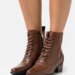Z62T2042 Women Anna Field Lace-Up Ankle Boots Cognac