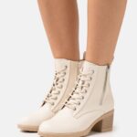 Z62T2043 Women Anna Field Lace-Up Ankle Boots Off-White