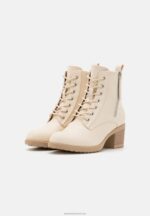 Z62T2043 Women Anna Field Lace-Up Ankle Boots Off-White - Image 3