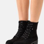Z62T2045 Women Anna Field Lace-Up Ankle Boots Black
