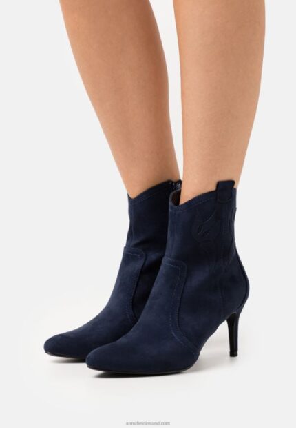 Z62T2047 Women Anna Field High Heeled Ankle Boots Dark Blue