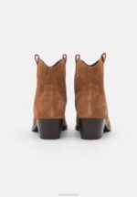 Z62T2049 Women Anna Field Leather Cowboy/Biker Ankle Boot Cognac - Image 4