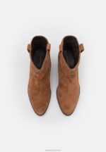 Z62T2049 Women Anna Field Leather Cowboy/Biker Ankle Boot Cognac - Image 6