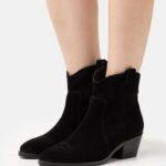 Z62T2050 Women Anna Field Leather Cowboy/Biker Ankle Boot Black