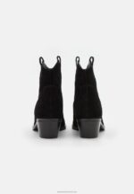 Z62T2050 Women Anna Field Leather Cowboy/Biker Ankle Boot Black - Image 4