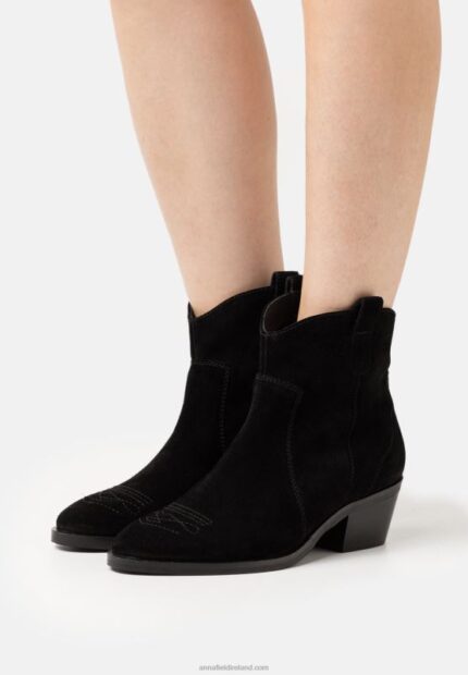 Z62T2050 Women Anna Field Leather Cowboy/Biker Ankle Boot Black