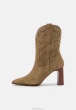 Z62T2051 Women Anna Field Leather Cowboy/Biker Ankle Boot Khaki - Image 2