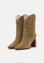Z62T2051 Women Anna Field Leather Cowboy/Biker Ankle Boot Khaki - Image 3