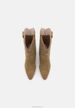 Z62T2051 Women Anna Field Leather Cowboy/Biker Ankle Boot Khaki - Image 6