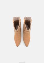 Z62T2052 Women Anna Field Leather Cowboy/Biker Ankle Boot Beige - Image 6