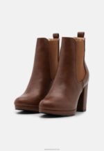 Z62T2053 Women Anna Field High Heeled Ankle Boots Cognac - Image 3