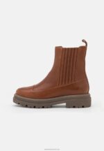 Z62T2056 Women Anna Field Leather Platform Ankle Boots Cognac - Image 2