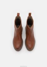 Z62T2056 Women Anna Field Leather Platform Ankle Boots Cognac - Image 6
