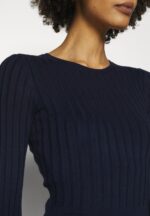 Z62T205 Women Anna Field Crew Ausschnitt Ripp Top Bodycon Mini Strickkleid Shift Dress Dark Blue - Image 6