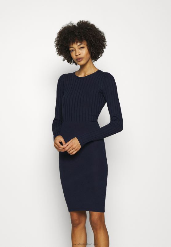 z62t205_women_anna_field_crew_ausschnitt_ripp_top_bodycon_mini_strickkleid_shift_dress_dark_blue.jpg Z62T205 Women Anna Field Crew Ausschnitt Ripp Top Bodycon Mini Strickkleid Shift Dress Dark Blue - Image 1
