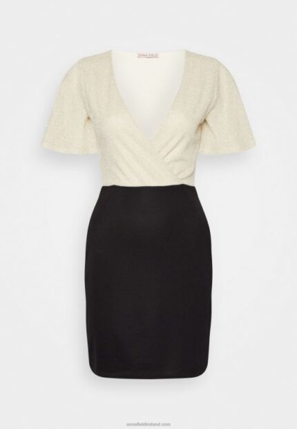 Z62T206 Women Anna Field Shift Dress Gold/Black