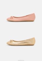 Z62T2096 Women Anna Field 2 Pack Ballet Pumps Gold/Pink - Image 2