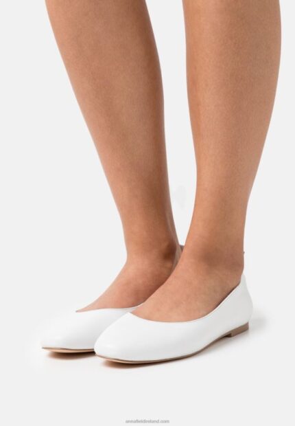 Z62T2100 Women Anna Field Leather Comfort Ballet Pumps White
