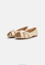 Z62T2103 Women Anna Field Peeptoe Ballet Pumps Gold - Image 3