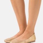 Z62T2104 Women Anna Field Leather Ballet Pumps Gold