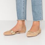 Z62T2106 Women Anna Field Leather Ballet Pumps Beige