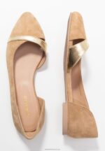 Z62T2106 Women Anna Field Leather Ballet Pumps Beige - Image 4