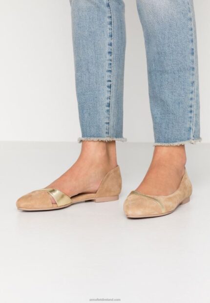 Z62T2106 Women Anna Field Leather Ballet Pumps Beige