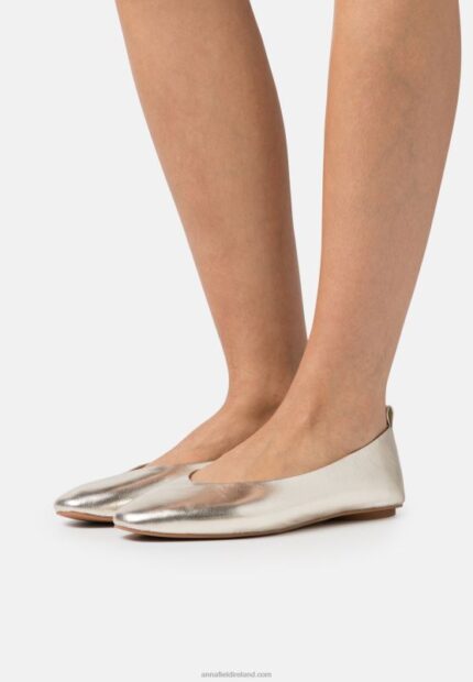 Z62T2108 Women Anna Field Leather Ballet Pumps Gold