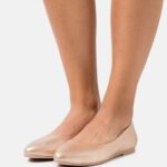 Z62T2110 Women Anna Field Leather Ballet Pumps Rose Gold Coloured