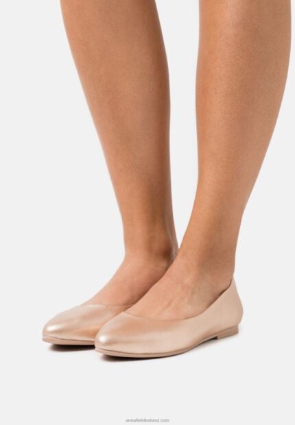 Z62T2110 Women Anna Field Leather Ballet Pumps Rose Gold Coloured