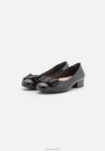 Z62T2112 Women Anna Field Leather Ballet Pumps Black - Image 3
