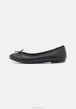 Z62T2113 Women Anna Field Leather Ballet Pumps Black - Image 2