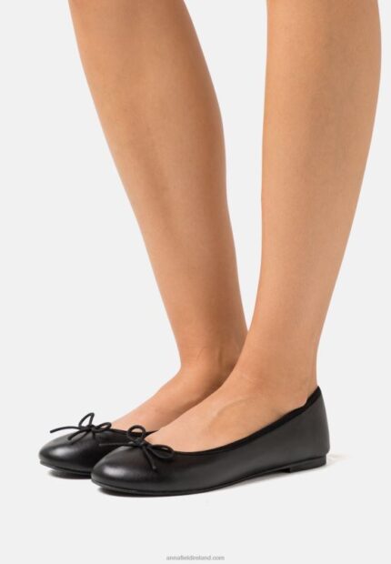 Z62T2113 Women Anna Field Leather Ballet Pumps Black