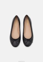 Z62T2113 Women Anna Field Leather Ballet Pumps Black - Image 6