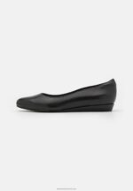 Z62T2119 Women Anna Field Leather Ballet Pumps Black - Image 2