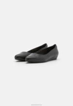 Z62T2119 Women Anna Field Leather Ballet Pumps Black - Image 3