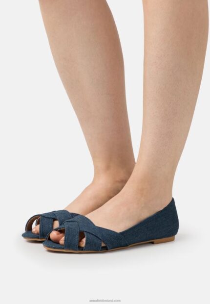 Z62T2120 Women Anna Field Peeptoe Ballet Pumps Blue