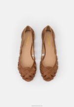 Z62T2125 Women Anna Field Leather Peeptoe Ballet Pumps Cognac - Image 6