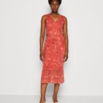 Z62T212 Women Anna Field Shift Dress Beige/Pink/Multi Coloured