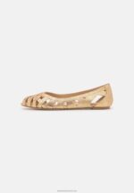 Z62T2131 Women Anna Field Leather Peeptoe Ballet Pumps Gold - Image 3