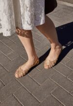 Z62T2131 Women Anna Field Leather Peeptoe Ballet Pumps Gold - Image 5