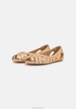 Z62T2131 Women Anna Field Leather Peeptoe Ballet Pumps Gold - Image 6